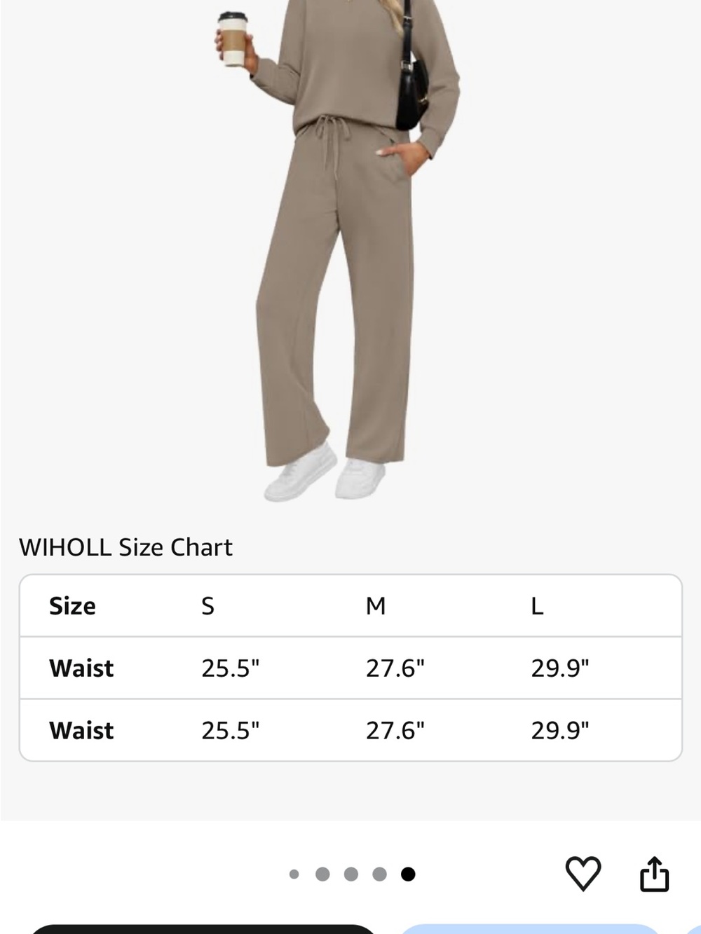 WIHOLL Women’s 2 Piece Lounge Outfit, Light Coffee MEDIUM - Picture 8 of 8
